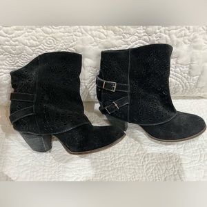 Naughty Monkey black suede cuffed ankle booties size 8.5